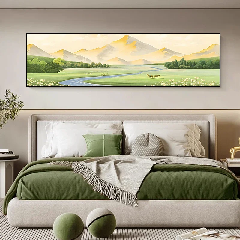 Modern Minimalist Sunshine Jinshan Nordic Style Landscape Art Painting Living Room Mural Poster Wall Decoration Home Decoration