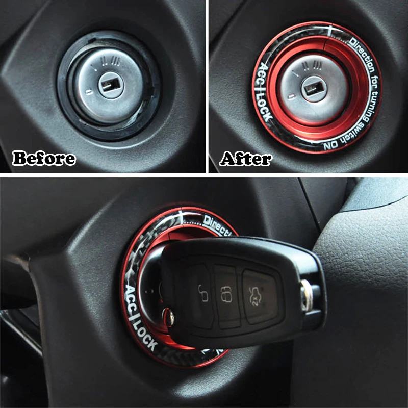 For Ford Focus 2 3 Fusion Mondeo 2013 - 2018 Car Ignition Key Hole Switch Ring Circle Cover Stickers Decoration Car Accessories