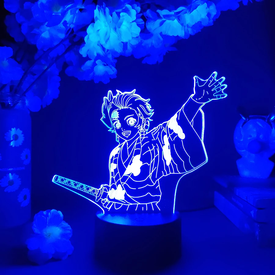 Kimetsu No Yaiba Figura LED Kamado Tanjirou Lampada 3D Anime Demone USB Luce notturna Cose fresche per l'arredamento della camera Regalo di Capodanno per i bambini