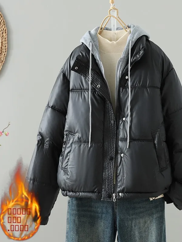 دافئ مقنعين بو الجلود القطن Jaet فضفاض عارضة Sle Thiened الشتاء وصول جديد من Meimei Da العلامة التجارية النسخة الكورية