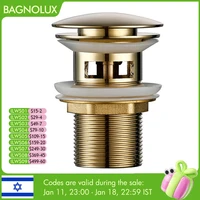 Botón de drenaje emergente, tapón de fregadero de baño, escurridor de sifón tapón de residuos, accesorio de grifo de lavabo, tubería de lavabo, negro, dorado y rosa