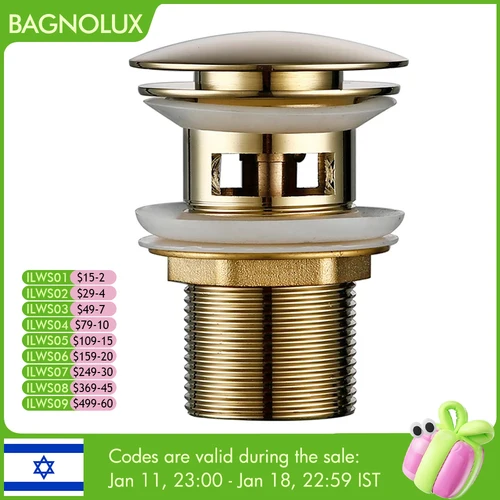 Botón de drenaje emergente, tapón de fregadero de baño, escurridor de sifón tapón de residuos, accesorio de grifo de lavabo, tubería de lavabo, negro, dorado y rosa