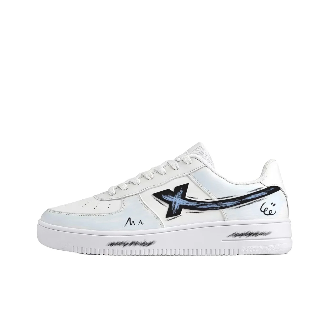 XTEP Air Force 1 Skateboard Shoes Men's Low Top White Black Blue
