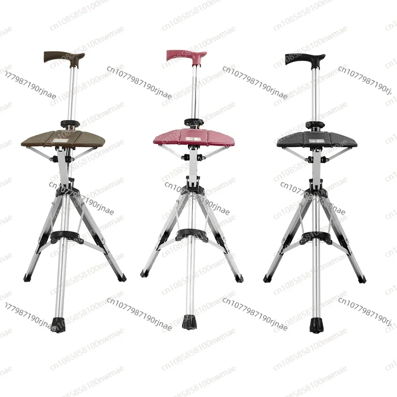 High Quality Aluminum Alloy Foldable Cane Stick with Adjustable Seat for The Elderly Cane Chair with Stool