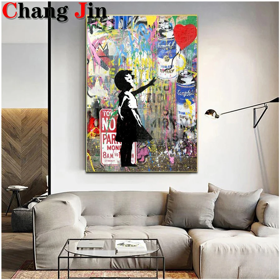 5D Diy Diamond Painting Street Art Banksy Graffiti Cross Stitch Cuadros Wall Diamond Art Embroidery Mosaic Home Decor Gifts