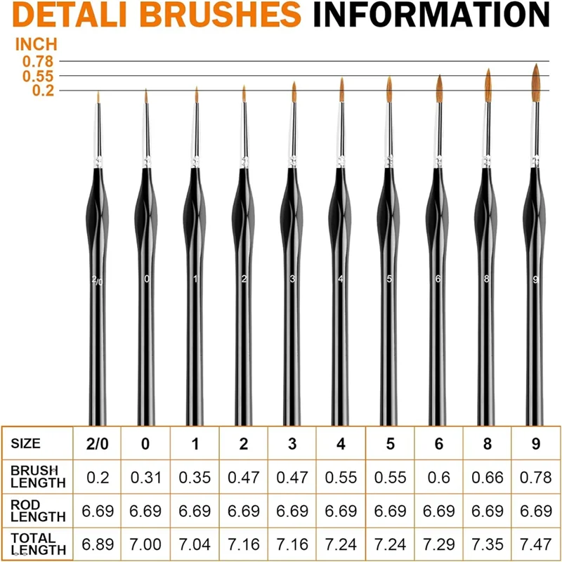 QWE-Small Detail Brushes Fine Brush Set Lining Brush For Model Crafts Watercolor Acrylic Oil