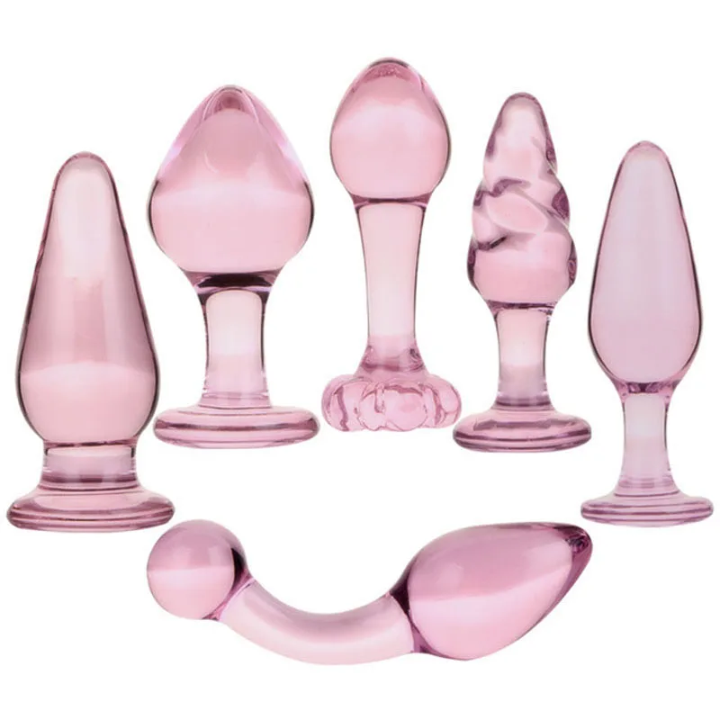 Pink Glass Anal Plug Dildo Anus Masturbator G Spot Stimulator Adult Sex Toys For Woman Men Erotic Glass Butt Plug Ass Insert