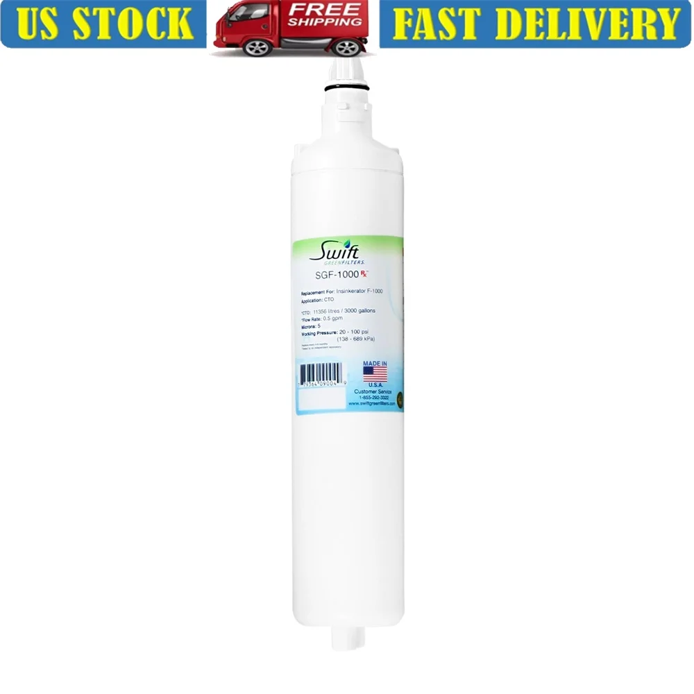 استبدال فلتر المياه عالي الجودة متوافق مع Insinkerator F-1000 يقلل من رائحة طعم الكلور والمركبات العضوية المتطايرة وكربون جوز الهند