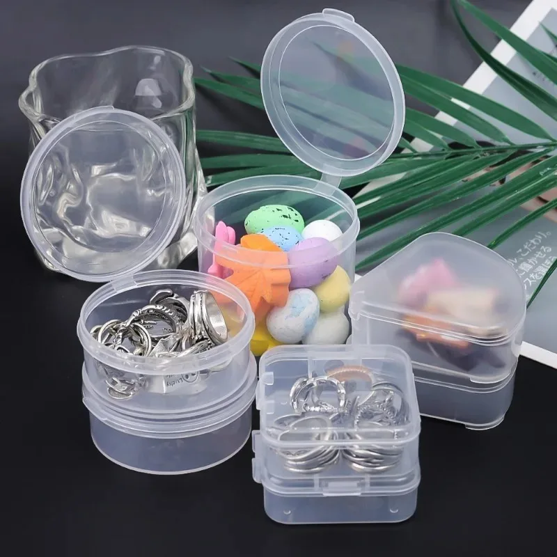 5/20Pcs Plastic Jewelry Storage Boxes Transparent Geometrical Portable Pill Container Holder Earrings Packaging Display Case