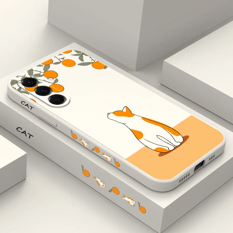 Little Orange Cat Phone Case For Samsung Galaxy A57 A37 A27 A17 A56 A36 A26 A16 A06 A55 A35 A25 A15 A05 A54 A34 A24 A14 Cover
