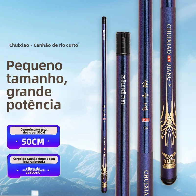 ultra-short-carbon-fiber-fishing-rod-50cm-portable-retractable-stream-bank-fishing-pole-for-carp-hard-action-fishing-gear