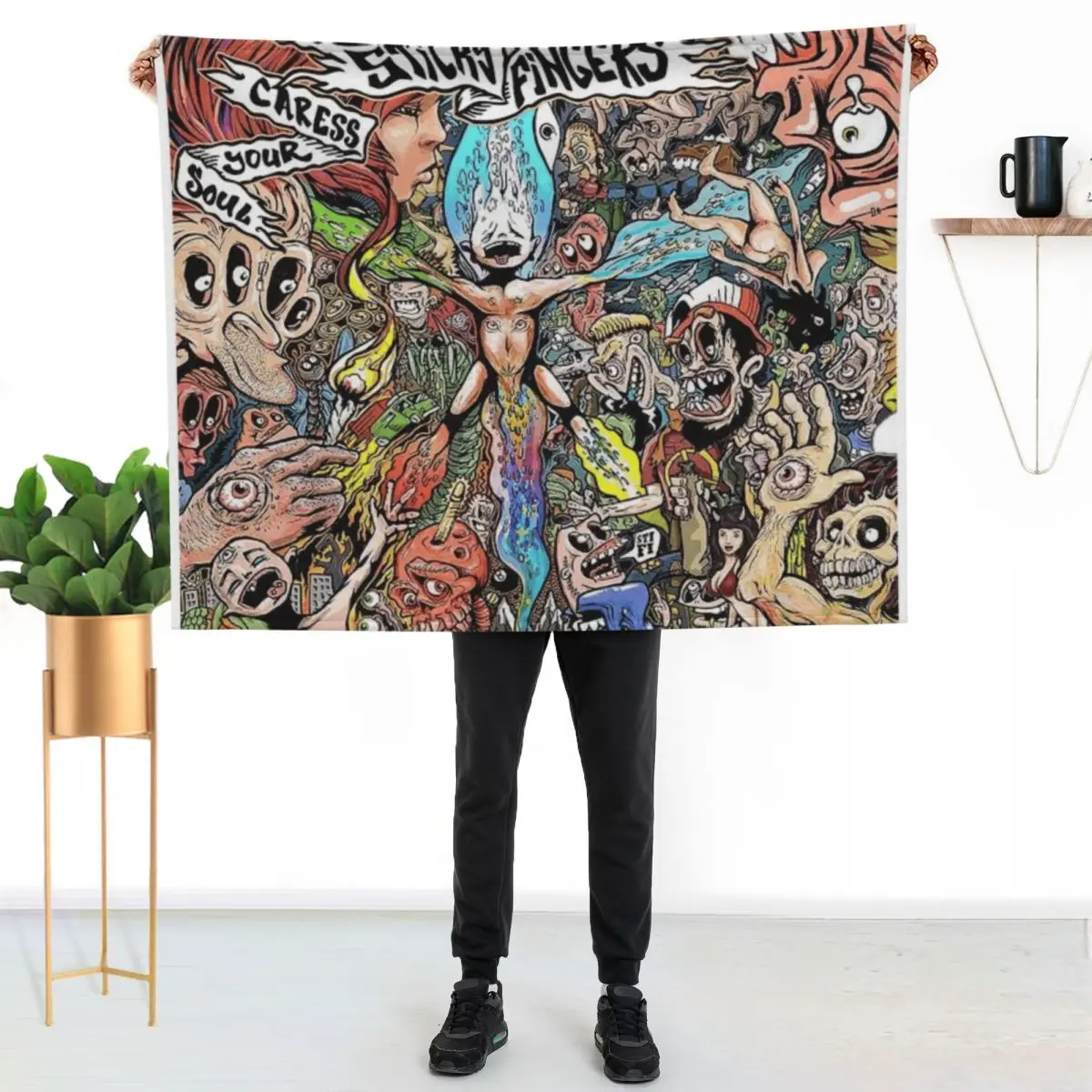 Sticky Fingers caress your soul Throw Blanket Cozy Light Blanket for Travel Camping Picnic