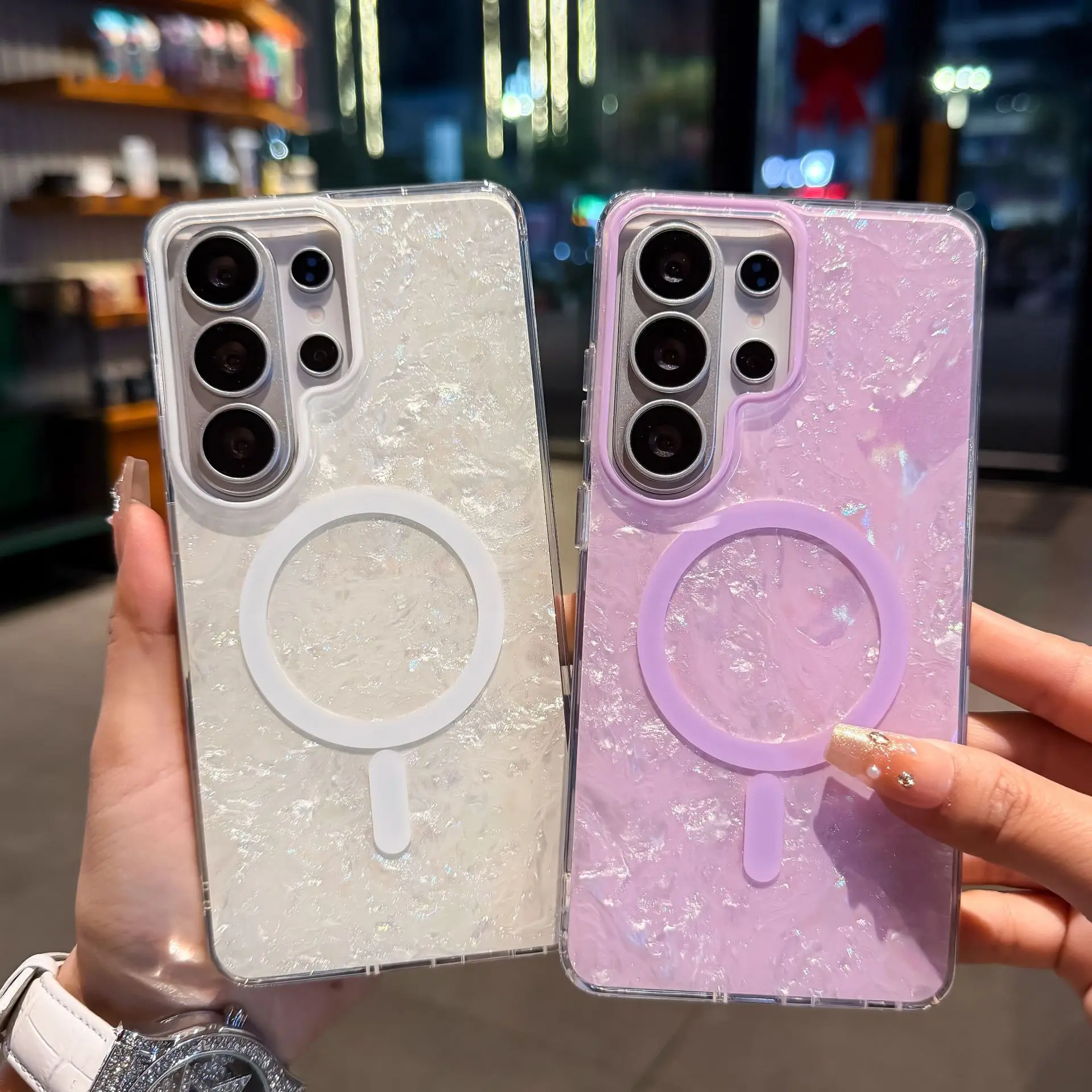 Gilt Shiny Shell Magnetic Mobile Phone Case for Samsung S26 Ultra Luxurious Phone Case For S25 FE S24 plus Anti-fall Phone Cover