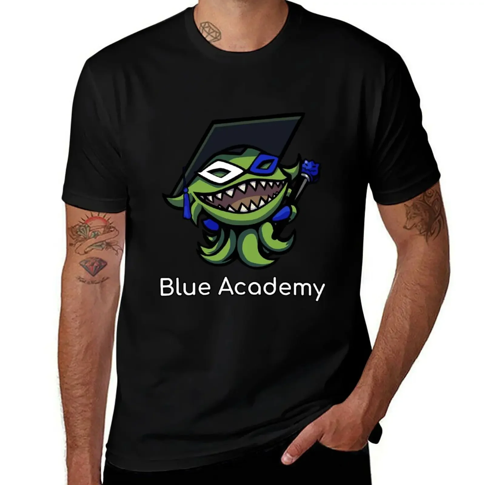 Blue Academy Academic Audrey (with text) T-Shirt for a boy sports fans Men's cotton t-shirt