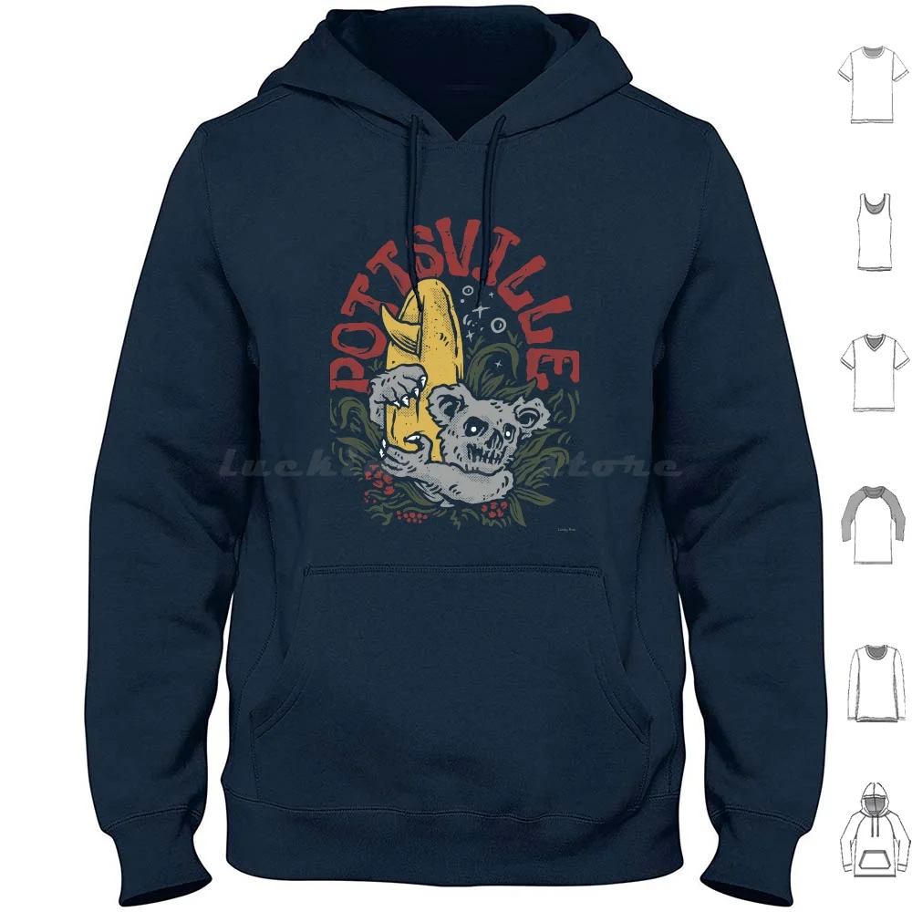 Pottsville Hoodies Long Sleeve Pottsville Tweed Coast New South Wales Nsw Australia Koala Demon Surf Souvenir