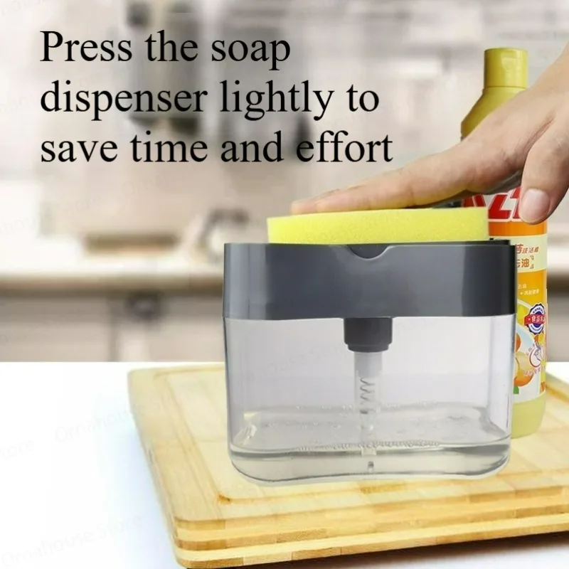 1 for Kitchen 2 in1 Soap Dispenser Cleaning Pot Brush Kitchen Style Automatic Liquid Dispenser Dishwashing Brush Pot Tool