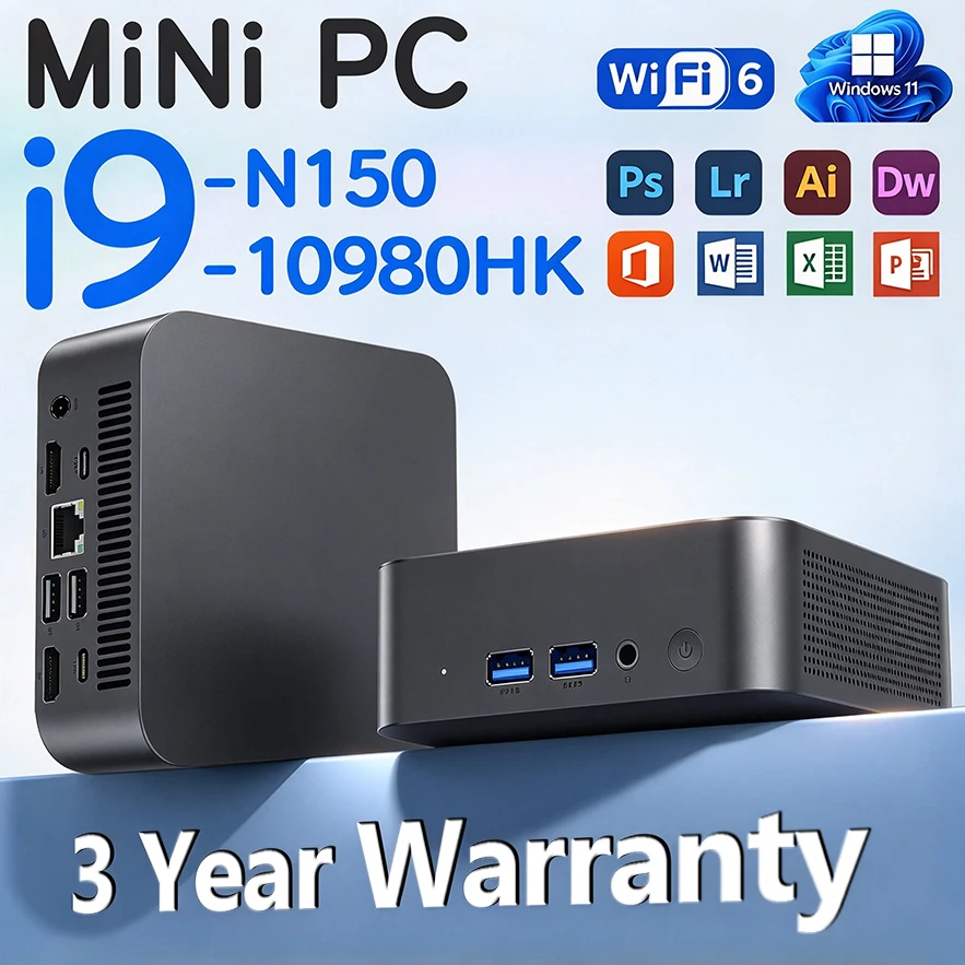 Portable Mini PC Intel i9 10980HK Intel N150 Windows 11 Pro  Computer Gaming PC 16GB 32GB RAM 1TB 2TB SSD Wifi 6 BT5.2 Gamer PC