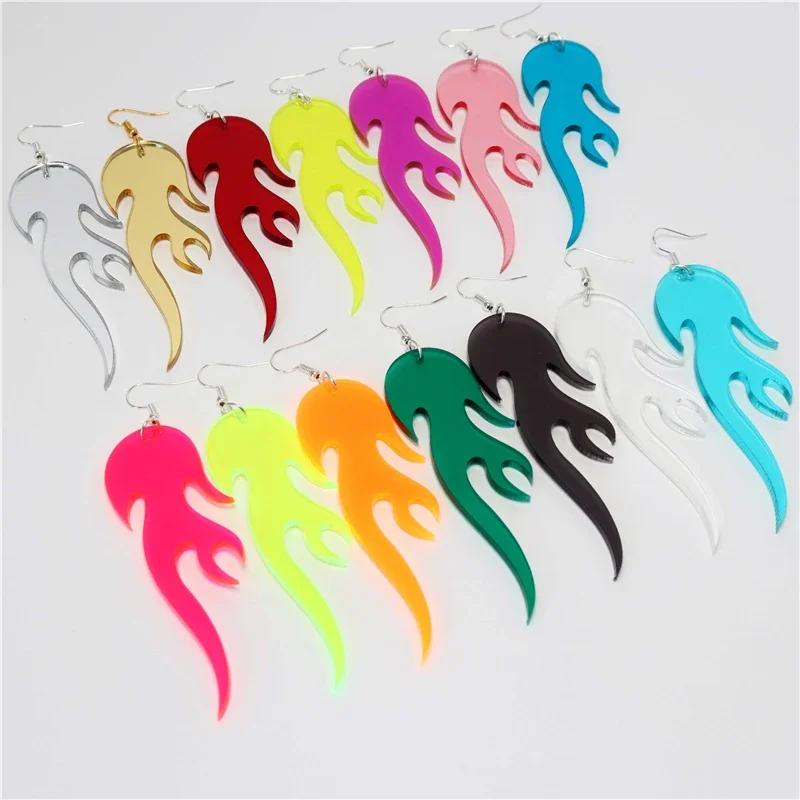 Fire Flame Women's Dangle Earrings Clear Neon Acrylic Colorful Fashion Jewelry Accessories
