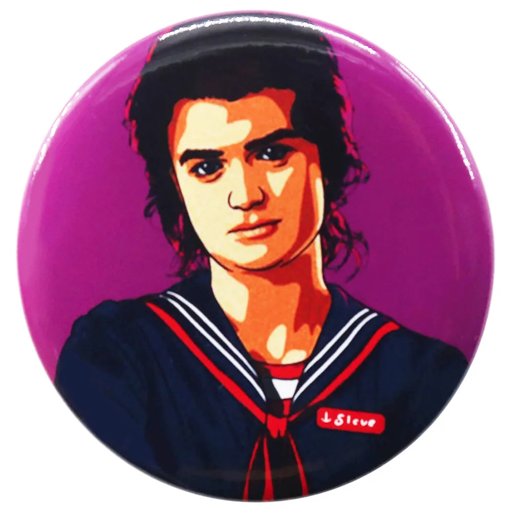 

Steve Work uniforms Scoops Ahoy TV Show Movie Surroundings Fans Gift Button Pin Tinplate Badge Jewelry Decorate 58MM Round