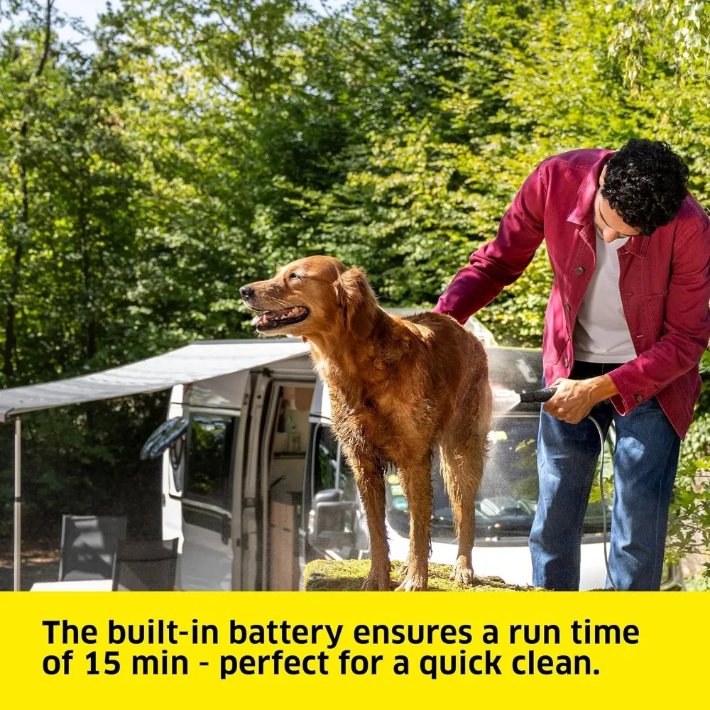 منظف الهاتف المحمول Karcher OC 3 Plus للأماكن الخارجية مع خزان مياه سعة 1.8 جالون، وفوهة رش، وخرطوم - لاسلكي ومحمول لمتعدد الاستخدامات