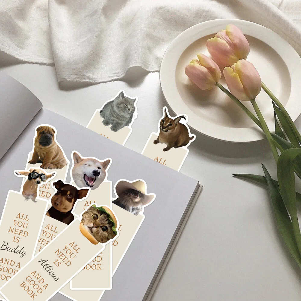 30PCS Animal Lover Gift for Cat Lovers Bookmarks Cute Cartoon Read The Card Student Stationery Page Break Creative Gifts