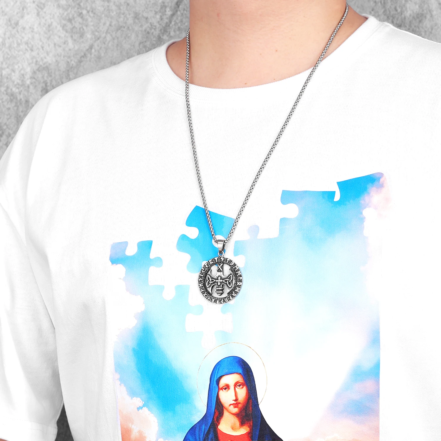 Viking Runes Celtic Knot Colares com Pingente para Homens e Mulheres, Jóias de Aço Inoxidável, Retro Punk Hip Hop Presentes, Atacado