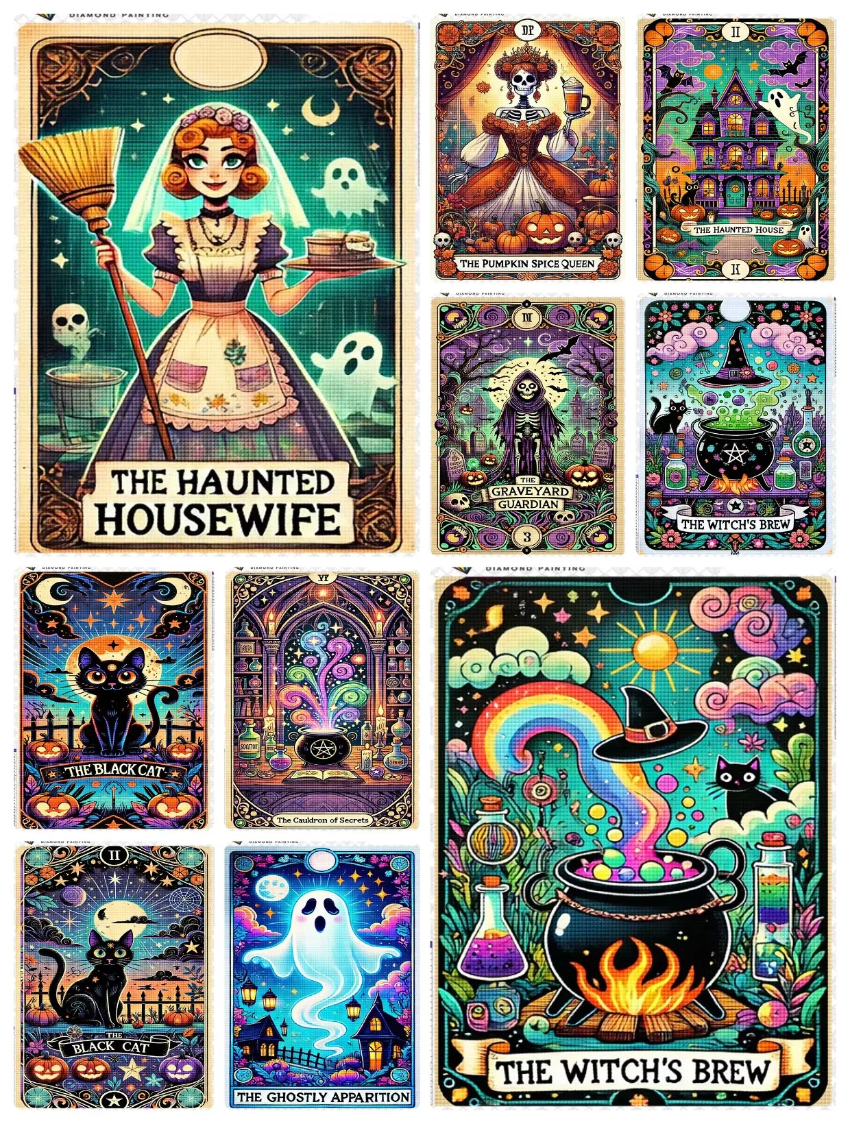 Photo Mosaic Print - Diamond Painting Tarot Card Cartoon Skeleton