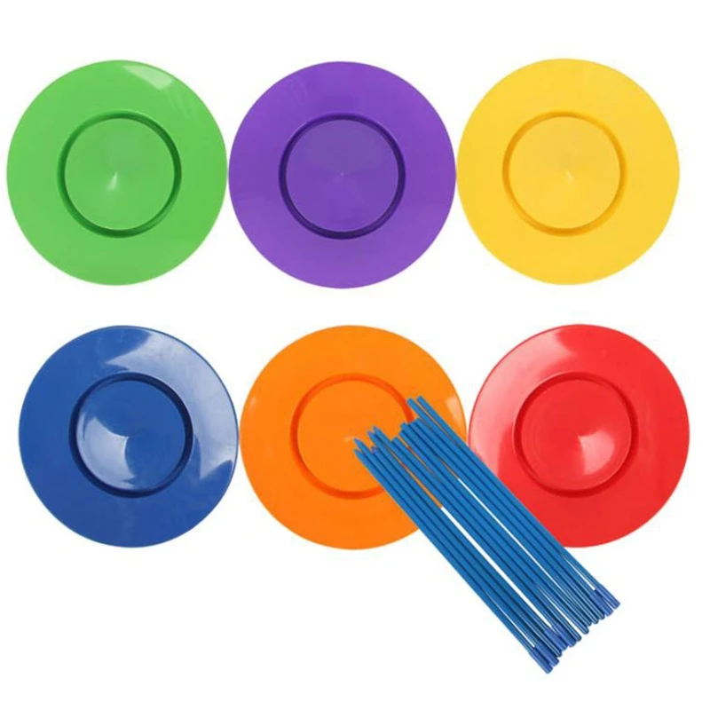 

HOT-6 Sets Plastic Spinning Plate Juggling Props Performance Tools Kids Children Practicing Balance Skills Toy Home Outdoor