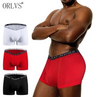 1-4PCS Boxers Ice Silk Mesh Men Boxer Briefs Sexy U Pouch V Waist Breathable Underwear Trunks Breathable Absorb Sweat Quick Dry