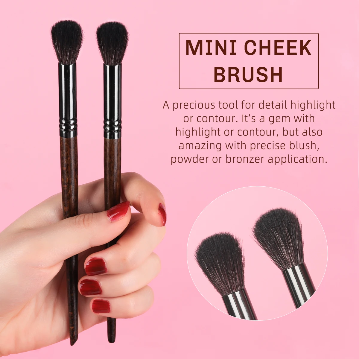 BETHY 2 Pcs Hightlight Detail Blender Goat Hair Makeup Brush Tools Cosmetic Brush for Make Up