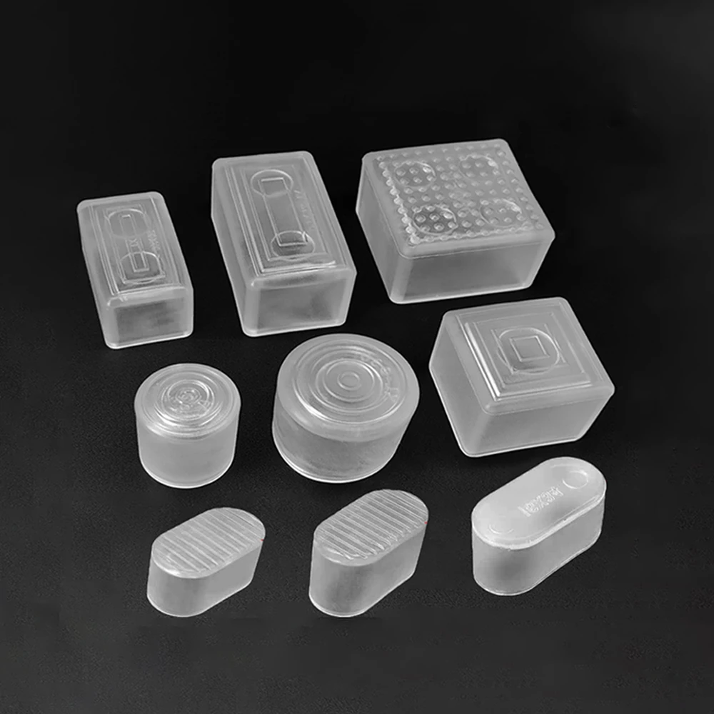 شفافة مستطيل 15-40 مللي متر الجولة 10-76 مللي متر البيضاوي كرسي الساق قبعات واضح بولي كلوريد الفينيل عدم الانزلاق طاولة أثاث غطاء قدم جورب بطانة حماية #5