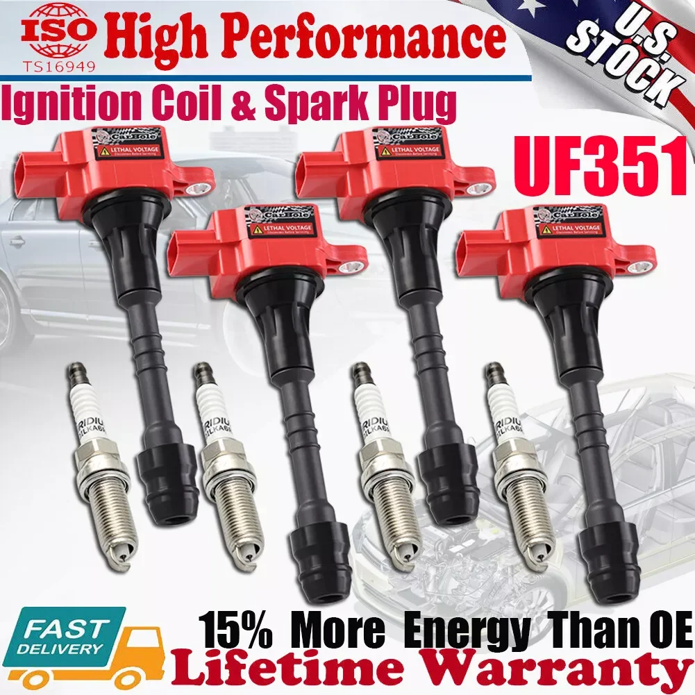 

4X Ignition Coil+Spark Plug Pack for 2002-2006 NISSAN SENTRA 1.8L UF351 IC481