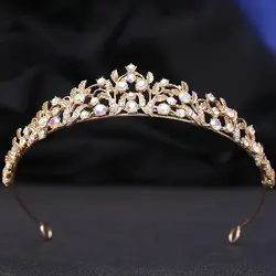 DIEZI Korean Sweet Cute Princess AB Crystal Tiara Crown For Women Girls Wedding Elegant Luxury Birthday Party Hair Dress Jewelry