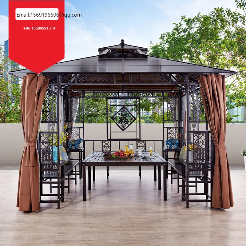 

Outdoor pavilion garden courtyard anti-corrosion wood aluminum villa wooden house sunshade tent mobile Chinese outdoor pavilion