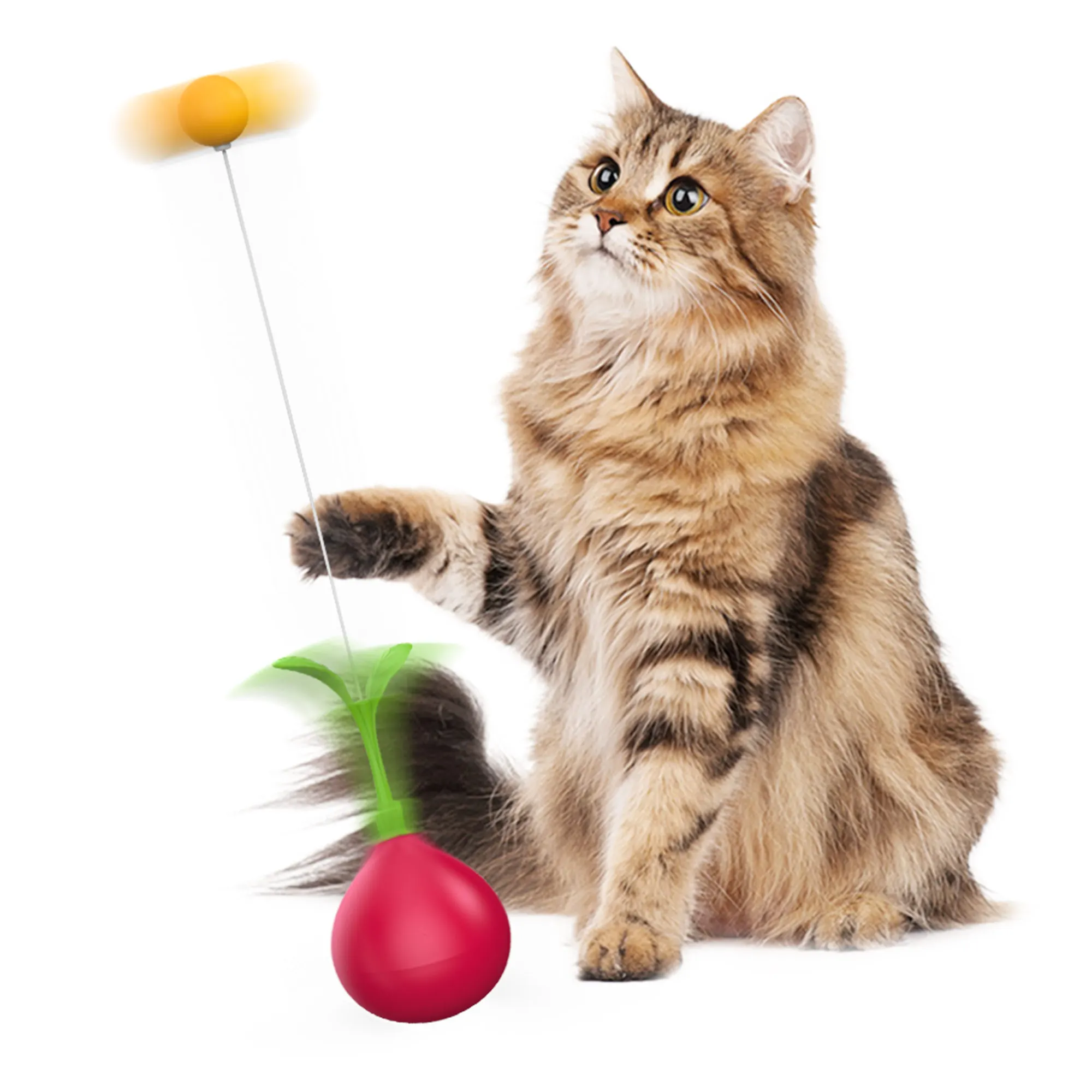 

Cherry Turnip Shaped TPR Tumbler Eco-Friendly Indoor Cat Interactive Toy with Kitten Feather for Feline Entertainment