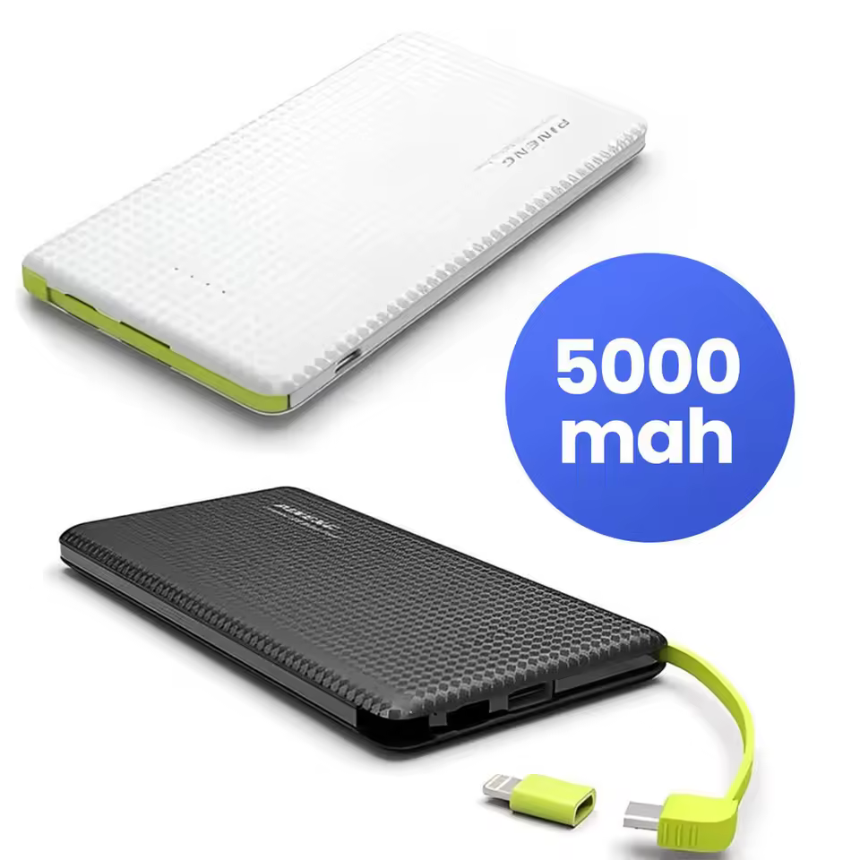 Power Bank 5000mAh Portátil, Carregamento Rápido Compacto e Leve, Bateria Externa para Celular em Emergências