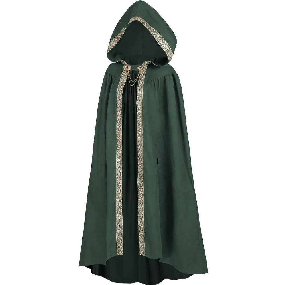 Practical Anime Medieval Cloak Fantasy Dark Style Halloween Cloak Hood Robe Gothic Hooded Cape Drama