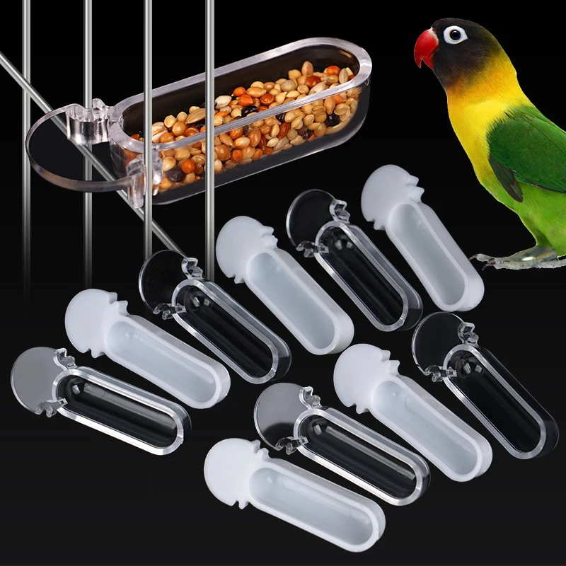 3/5/10 Uds. Jaula alimentadora con ranura para pájaros de tamaño pequeño, taza alimentadora colgante, tazas de cuenco de comida para pájaros colgantes de plástico Canary Finch