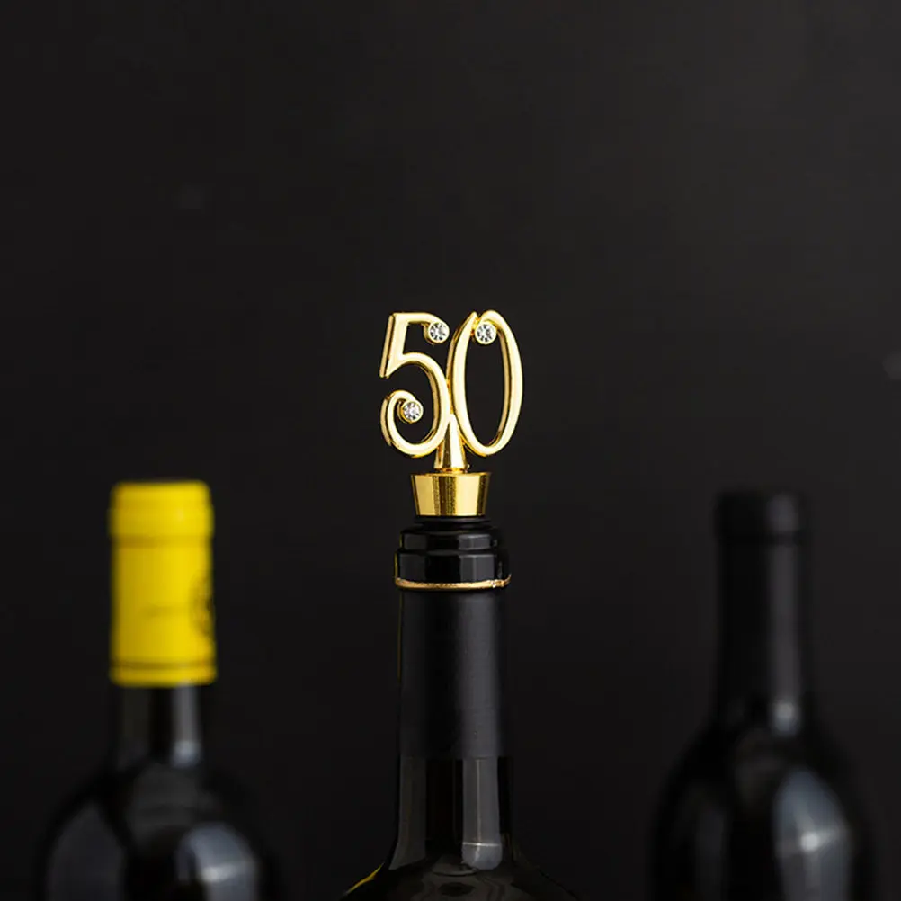 4Pcs Golden Bottle Sealing Stopper Birthday Party Wine Plug Airtight Preservation for Opened Wine Beer Ideal for Banquets