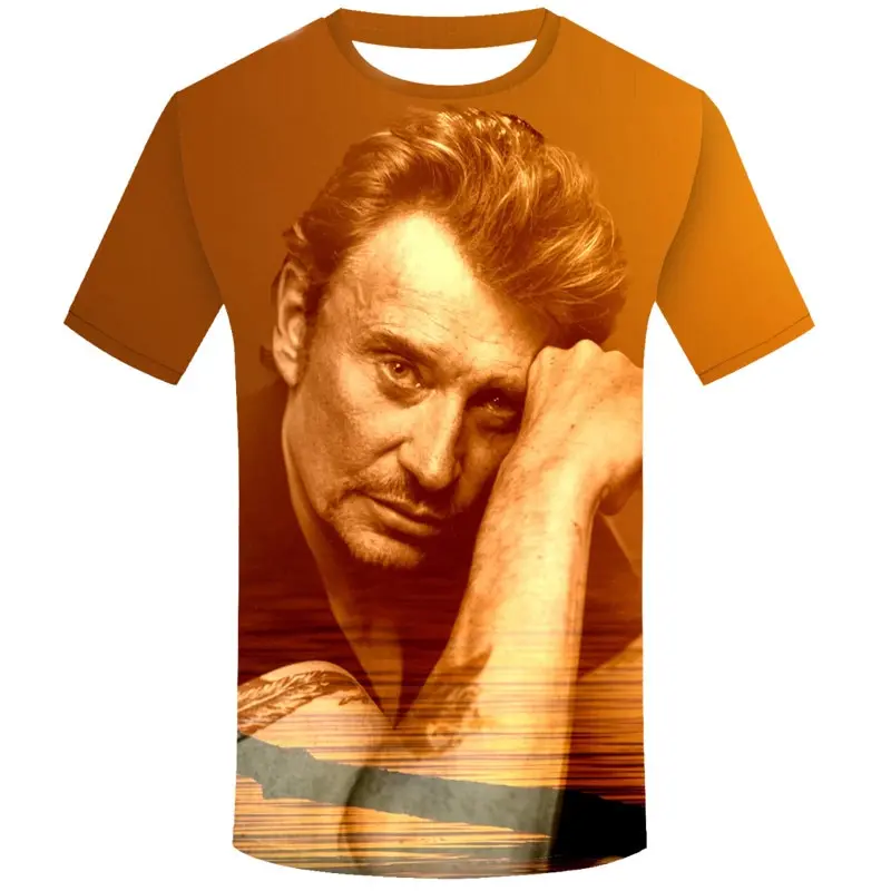 Singer Johnny Hallyday 3D Print T-shirt Men Women Casual O-Neck Short Sleeve T Shirts Oversized Harajuku Tees Tops Kids Clothing