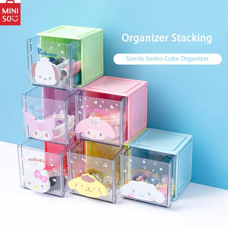 MINISO Sanrio serie Kurumi Melody Cinnamon Dog Kitty pudín Cubo de perro pequeño apilador de almacenamiento genuino en stock, gran oferta