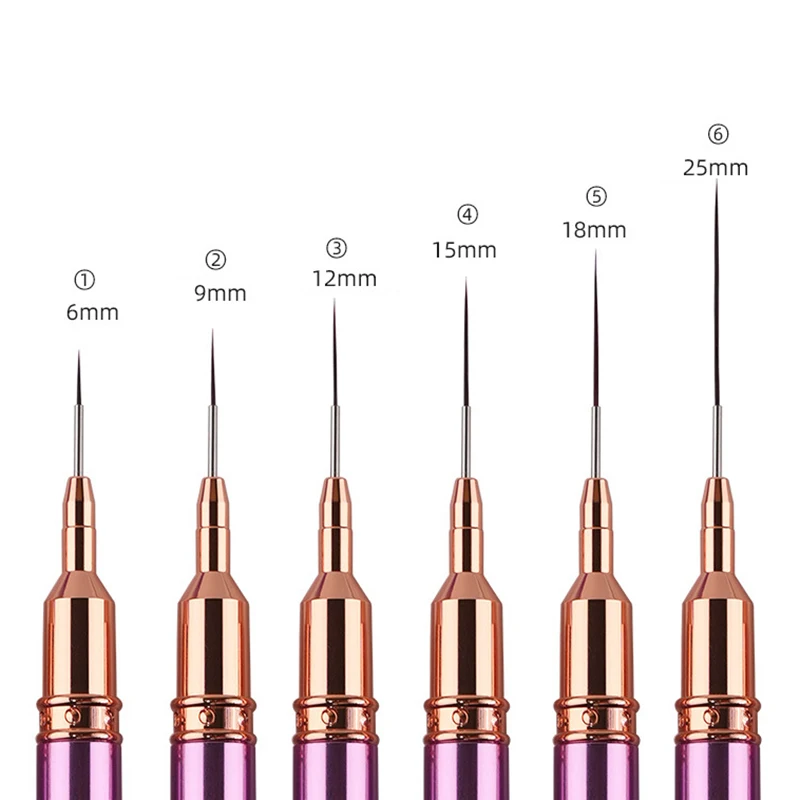 Tubo de agulha para unhas, caneta para puxar poste de metal roxo, caneta especial para pintura colorida, gancho para unhas, pincéis para arte em unhas