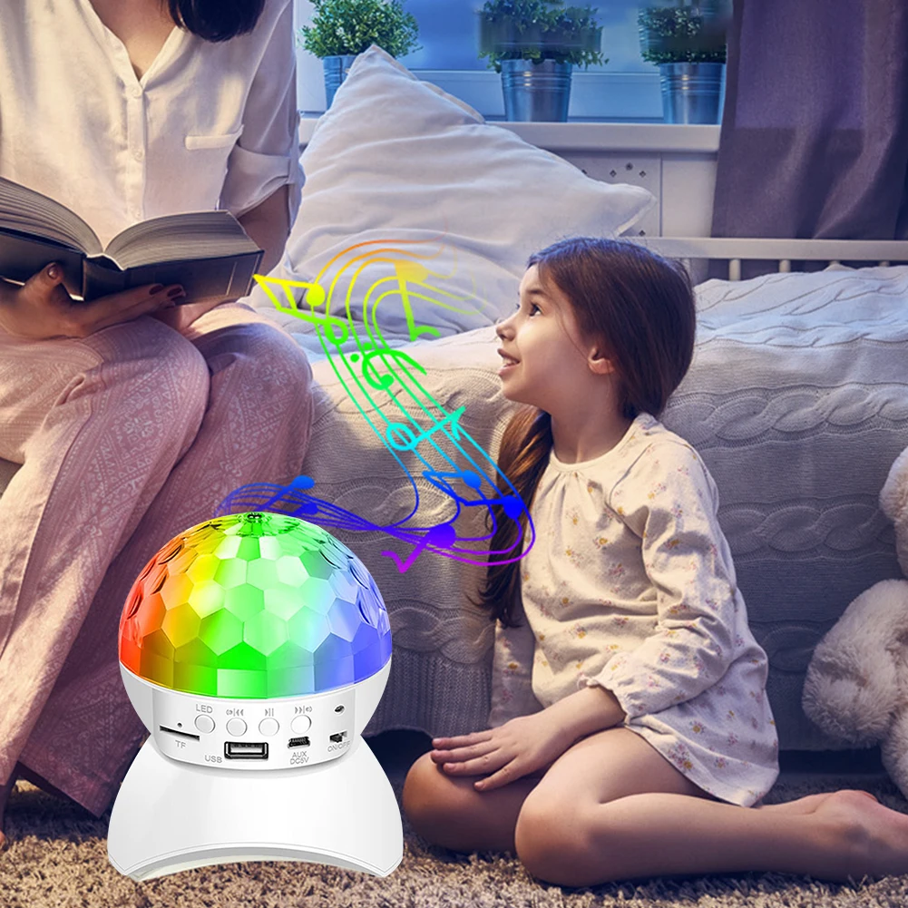 مصباح ديسكو RGB مع مكبر صوت متوافق مع بلوتوث ، مصباح كرة دوار ، شحن USB لـ DJ ، حفلة عيد ميلاد ، ديكور النادي الليلي