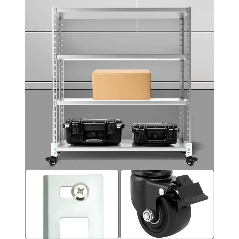 Heavy-Duty Storage Rack Caster Wheels, Set of 4, Supports Up to 1500 lbs, Compatible with Boltless Shelving Systems
