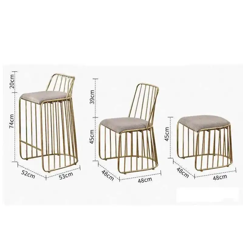 

Nordic Bar Stool Bar Chair Creative Coffee Dining Chair Gold High Stool Customized Living Room Chair Wrought Iron Soft Cushion D