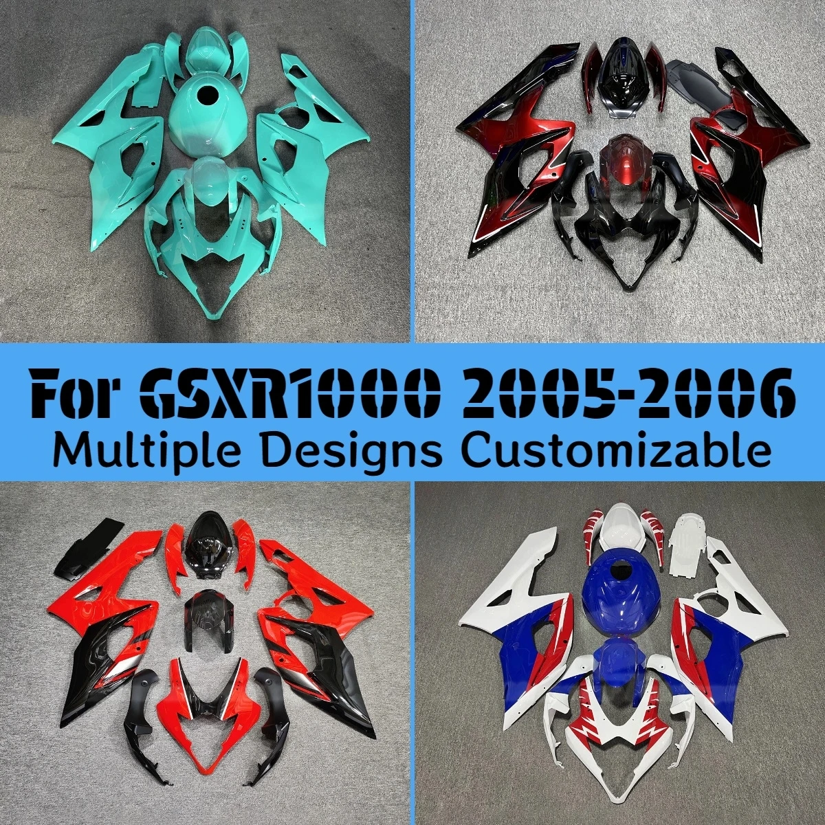 GSXR1000 2005 2006 Motorcycle Fairings for GSXR 1000 05 06 Fuel Blue Prime ABS Plastic Fairing Injection Kit