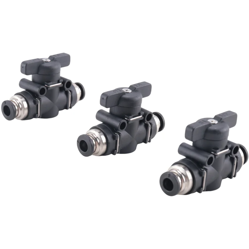 A61Z Deals 6Mm Push Connect Valve Ball Valve 6Mm Air Flow Control Valve Quick Connect Valve Tube Fittings 3 Pack Durable