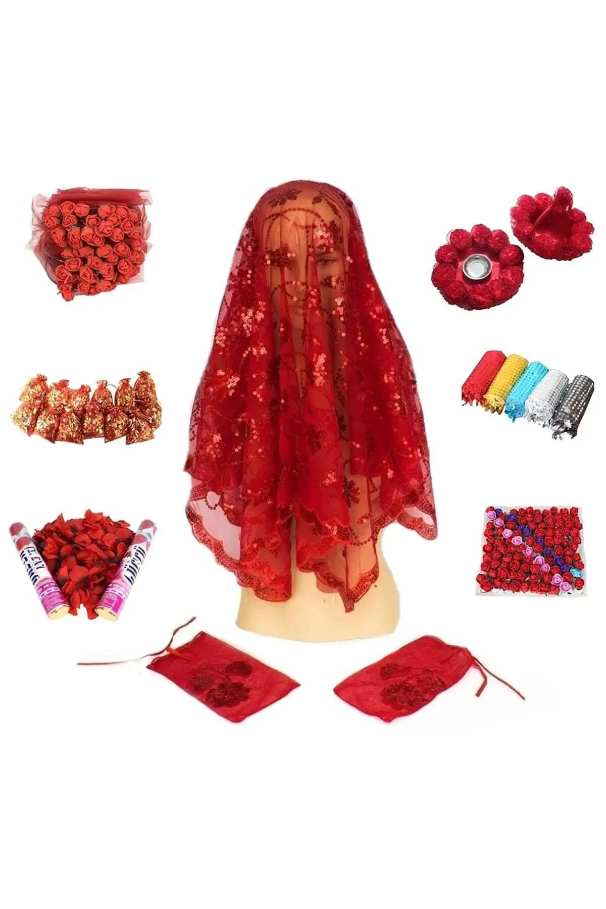 Red 162 Piece Wedding Henna Party Supplies Set \'Henna Night\'