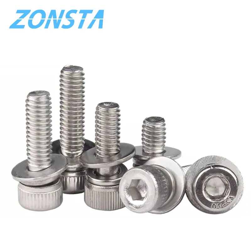 304 Edelstahl Sechs kant Innen sechs kant Kappe Kopf Sem Schraube Unter leg scheibe Feder dichtung Montages ch raube m2 m2, 5 m3 m4 m5 m6 m8 m10 m12 – Detail 3