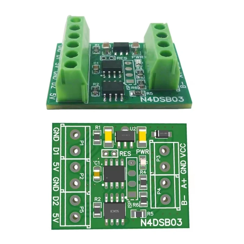 

2-канальный RS485 Modbus -55-125 ℃ Температурный коллектор DS18B20, плата адаптера датчиков, замена дистанционного модуля ввода ПЛК
